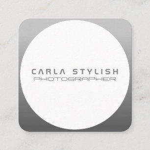 Modern tech inspired round grey silver square business card