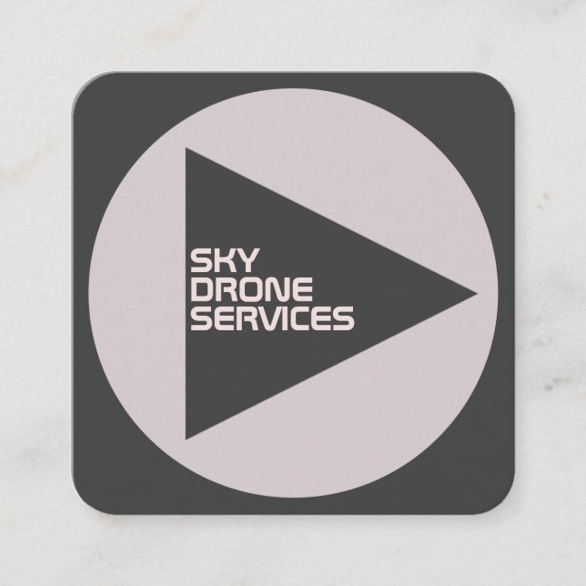 Modern tech inspired rounded cover grey edit square business card (Front)