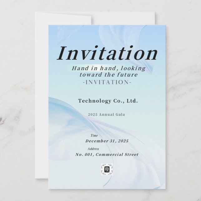 Modern Tech Light Blue Corporate Gala Invitation – (Front)