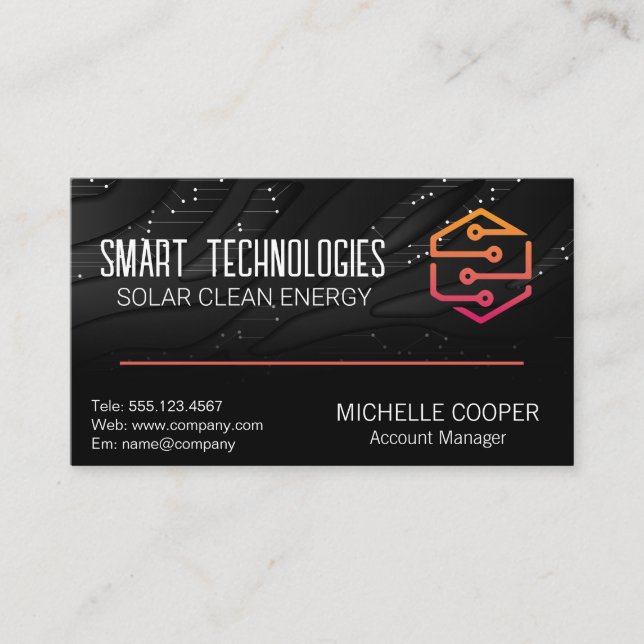 Modern Tech Logo | Circuit Board Background Business Card (Front)