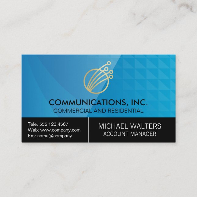 Modern Tech Logo | Geometric Background Business Card (Front)
