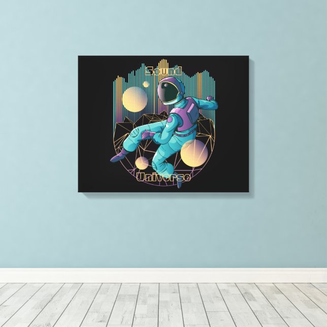 Modern Techno Astronaut Illustration Canvas Print (Insitu(Wood Floor))