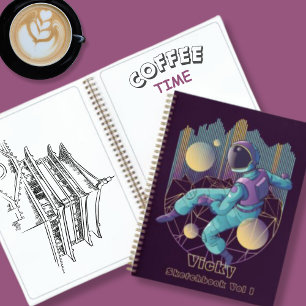 Modern Techno Astronaut Illustration Notebook