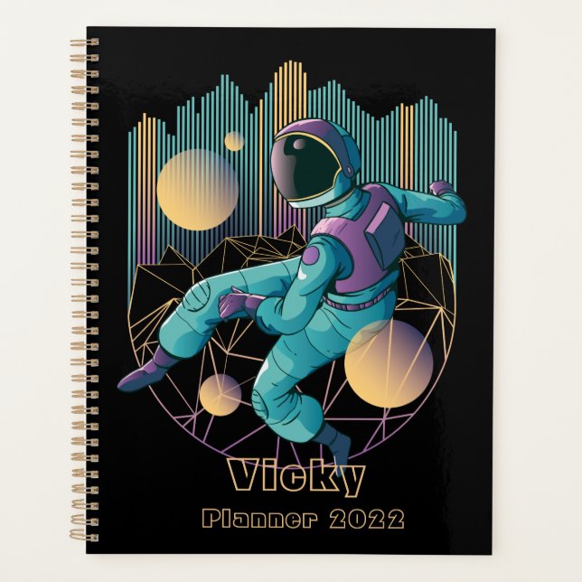 Modern Techno Astronaut Illustration Planner (Front)