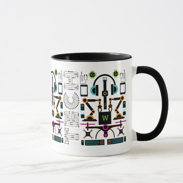 Modern Technology Objects & Equipment Pattern Mug (Right)