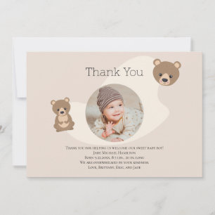 Modern Teddy Bear Baby Photo Thank you