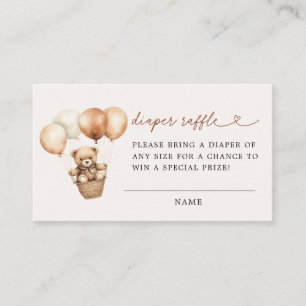 Modern Teddy Bear Baby Shower Diaper Raffle Enclosure Card