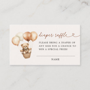 Modern Teddy Bear Baby Shower Diaper Raffle Enclosure Card