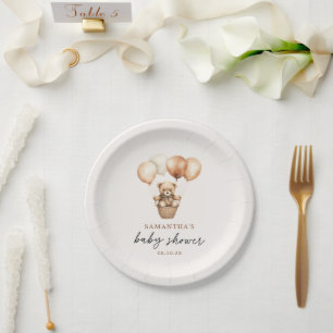 Modern Teddy Bear Gender Neutral Baby Shower  Paper Plate