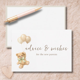 Modern Teddy Bear Shower Wishes and Advice Card