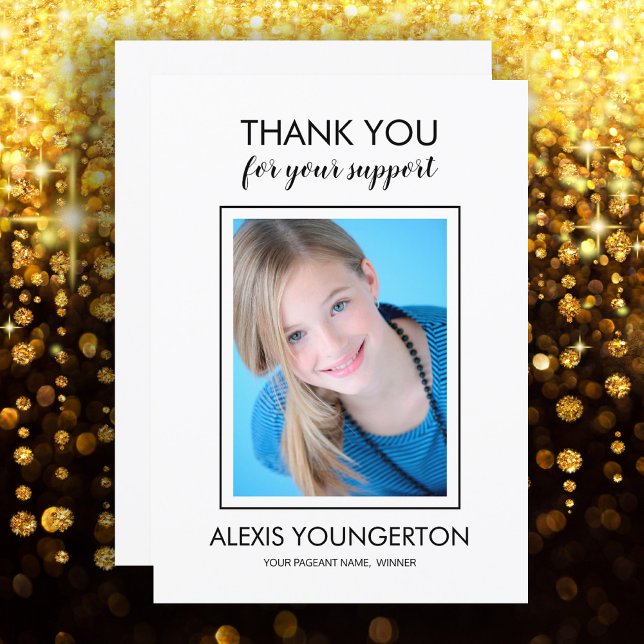 Modern Teen Miss Pageant Thank You Photo White Card (Creator Uploaded)