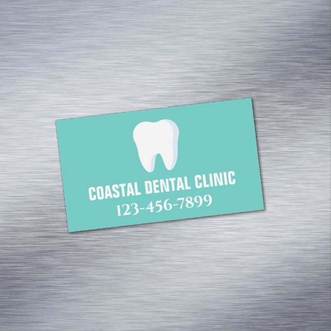 Modern Teeth Dental Assistant Clinic Dentist Magnetic Business Card (In Situ)