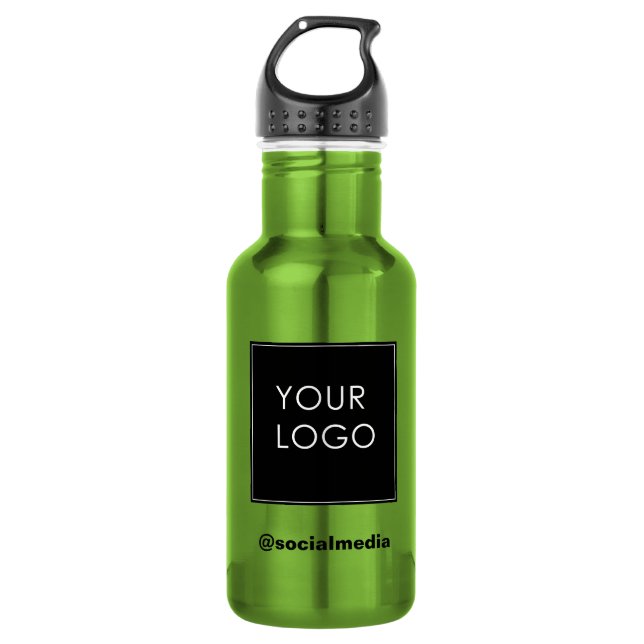 Modern Template Business Company Logo Green 532 Ml Water Bottle (Front)