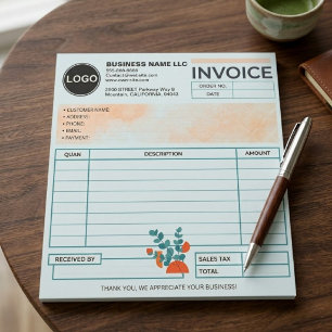 (Modern Template) Business Logo Invoice Sales Form Notepad