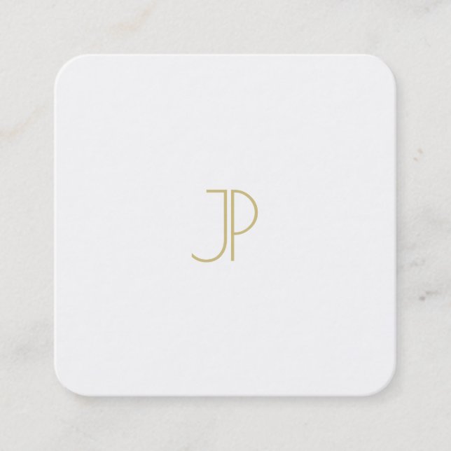 Modern Template Chic Gold Monogram Trendy Luxury Square Business Card (Front)