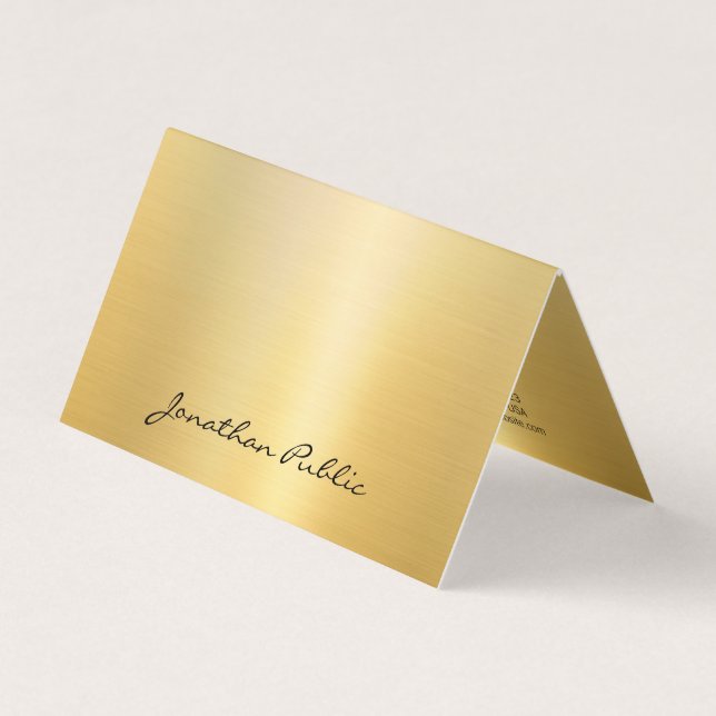 Modern Template Elegant Faux Gold Handwritten Business Card (Front)