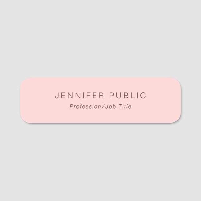 Modern Template Elegant Rose Gold Professional Name Tag (Front)