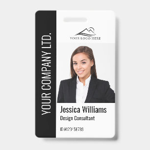 Modern Template Employee Photo Logo Name Black ID Badge