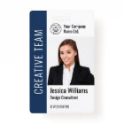 Modern Template Employee Photo Logo Name Blue
