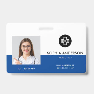 Modern Template Employee Photo Logo Name Nurse ID Badge