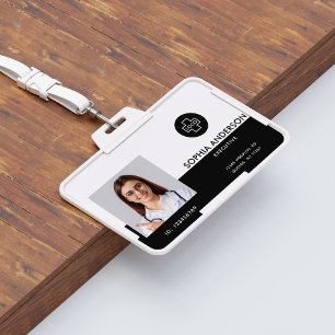 Modern Template Employee Photo Logo Name Nurse ID Badge