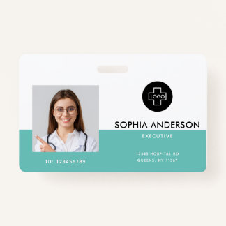 Modern Template Employee Photo Logo Name Nurse ID  ID Badge