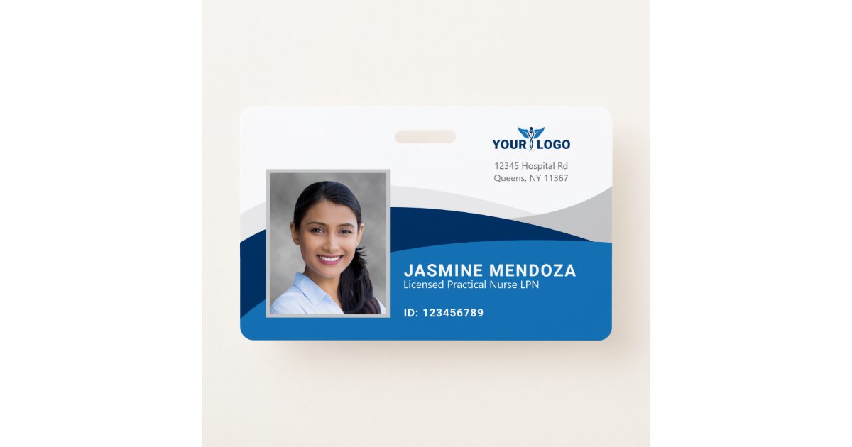 Modern Template Employee Photo Logo Name Nurse ID ID Badge | Zazzle.co.uk