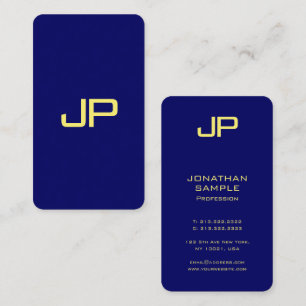 Modern Template Faux Gold Font Navy Blue Rounded Business Card