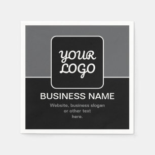 Modern Template for Your Logo Black Grey & White Napkin