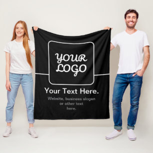Modern Template for Your Logo   Black & White Fleece Blanket