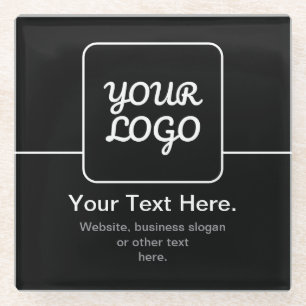 Modern Template for Your Logo Black & White Glass Coaster