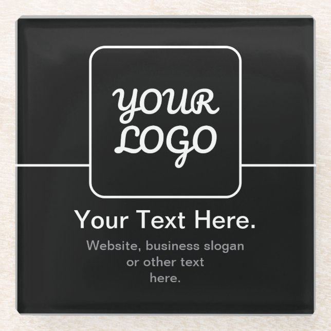 Modern Template for Your Logo | Black & White Glass Coaster (Front)