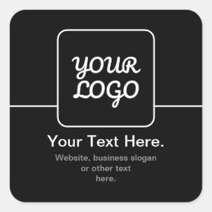 Modern Template for Your Logo   Black & White Square Sticker