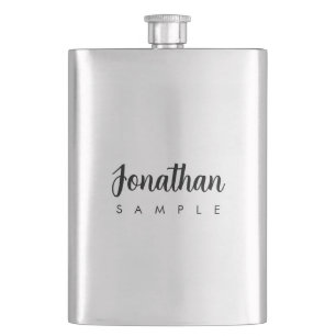 Modern Template Handwritten Name Best Silver Hip Flask