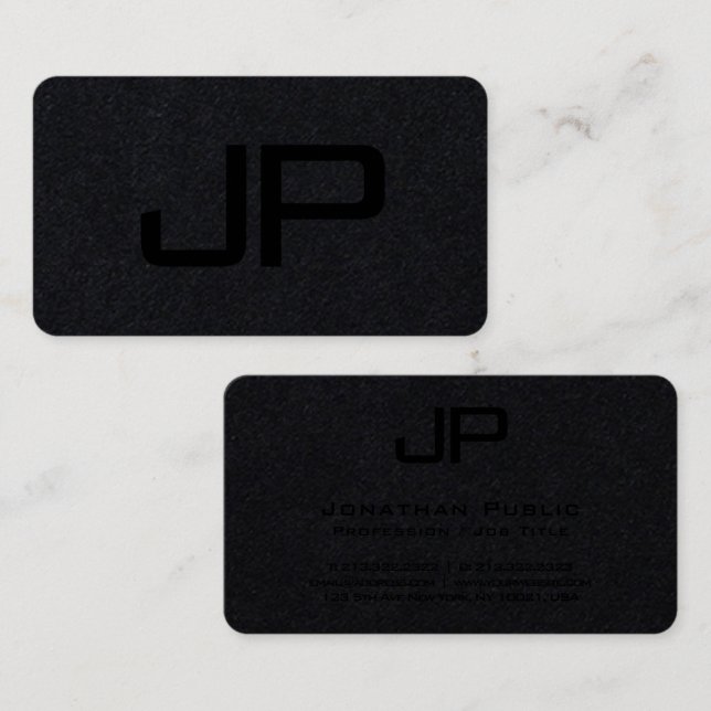 Modern Template Monogram Luxury Premium Black Business Card (Front/Back)