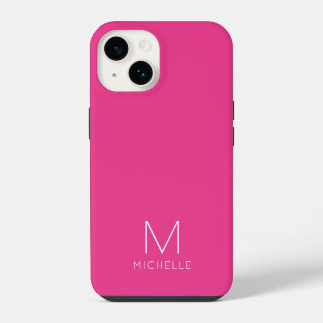Modern Template Pink Create Your Own Monogram iPhone Case (Back)