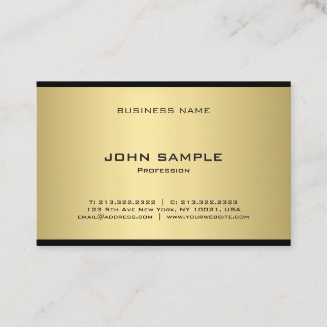 Modern Template Stylish Gold Look Professional Top Business Card (Front)