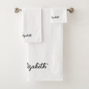 Modern Template Typography Name Black White Bath Towel Set