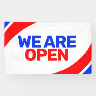modern template we are open business banner sign