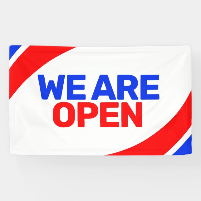modern template we are open business banner sign (Horizontal)
