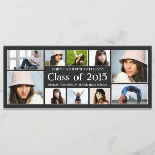 Modern Ten Photo Collage Graduation Announcment Invitation