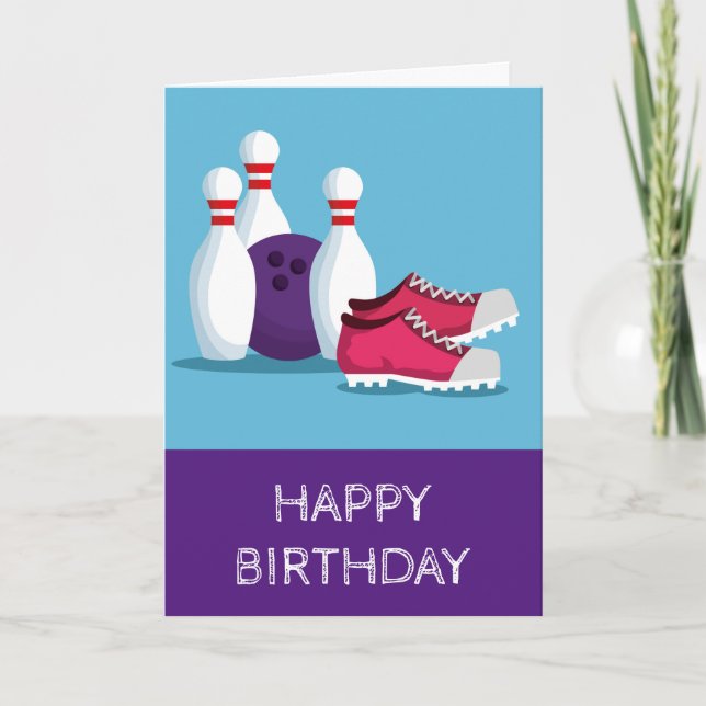 Modern ten pin bowling fun sport card (Front)