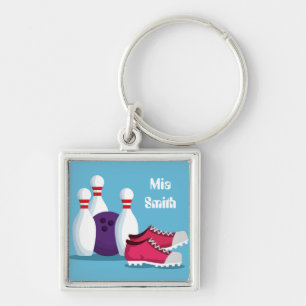 Modern ten pin bowling fun sport key ring