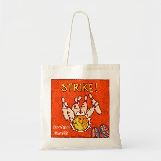 Modern ten pin bowling fun sport tote bag (Front)