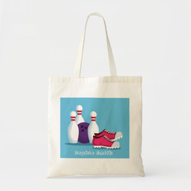 Modern ten pin bowling fun sport tote bag (Front)