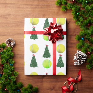 Modern Tennis Ball Christmas Tree Holiday Wrapping Paper