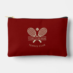 Modern Tennis Club Name Rackets Motif Custom Accessory Pouch