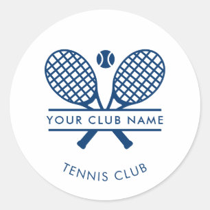 Modern Tennis Club Name Team Custom Classic Round Sticker