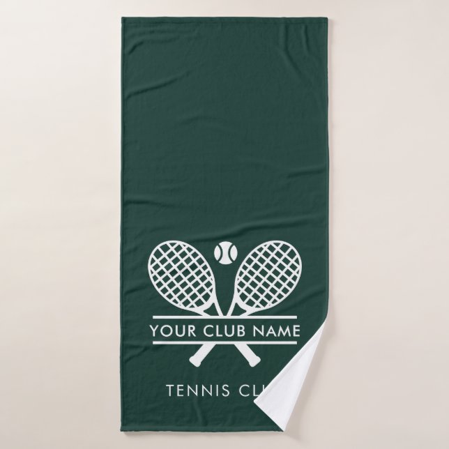 Modern Tennis Club Name Team Players Green Swag Bath Towel (Bath Towel)