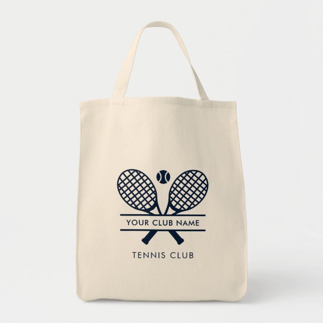 Modern Tennis Club Name Team Promotional Swag Tote Bag (Front)